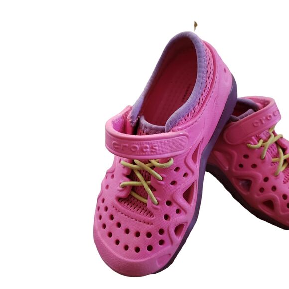 CROCS 204989 Swiftwater Play Shoes Water Sandals Sneakers - Pink + Purple C 10 - Picture 2 of 12